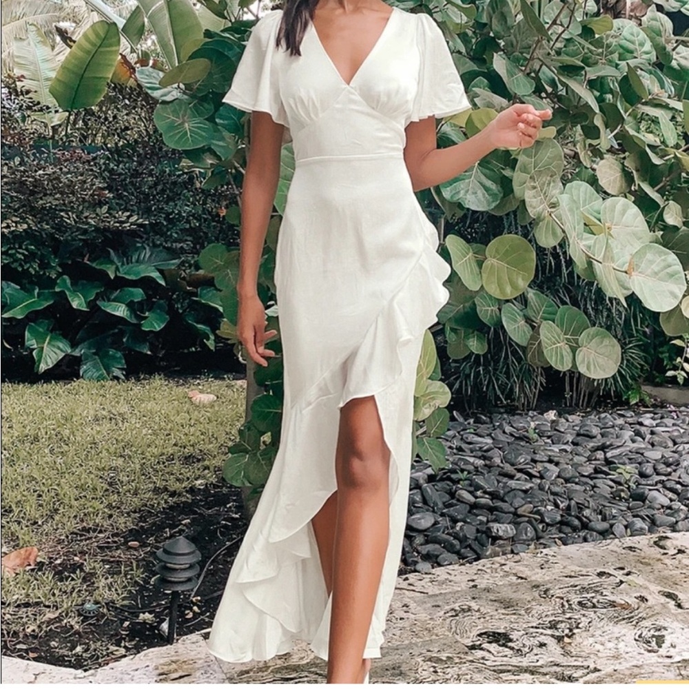 Lulus Eternal Bond Satin Maxi Dress Size Small